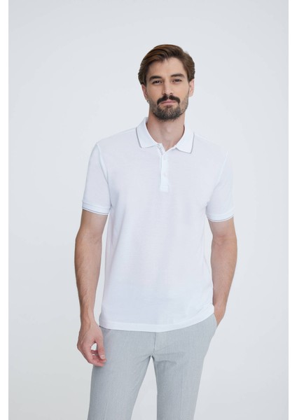 Erkek Beyaz Polo Yaka T-shirt