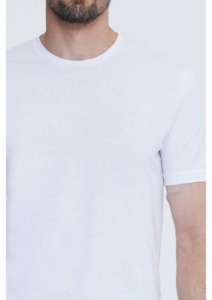 Erkek Beyaz Bisiklet Yaka T-shirt indirimleri