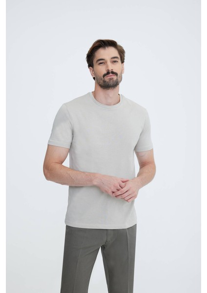 Erkek Bej Bisiklet Yaka T-shirt fiyatları