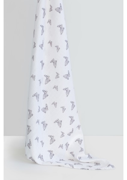 2'li Müslin Bebek Örtüsü Iconıque Lapin Gri Tavşan Desen & Chaton Kedi Desen 100X100 fırsatları
