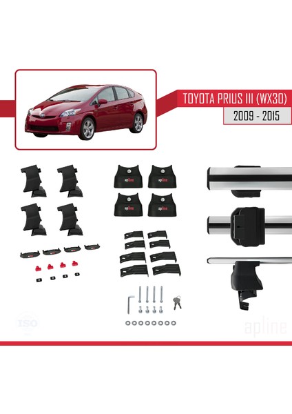 Toyota Prius Iıı (XW30) 2009-2015 Arası ile Uyumlu Ace-4 Ara Atkı Tavan Barı Gri indirimleri