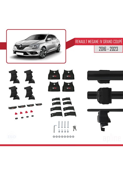 Renault Megane Iv Grand Coupé 2016 ve Sonrası ile Uyumlu Ace-4 Ara Atkı Tavan Barı Siyah