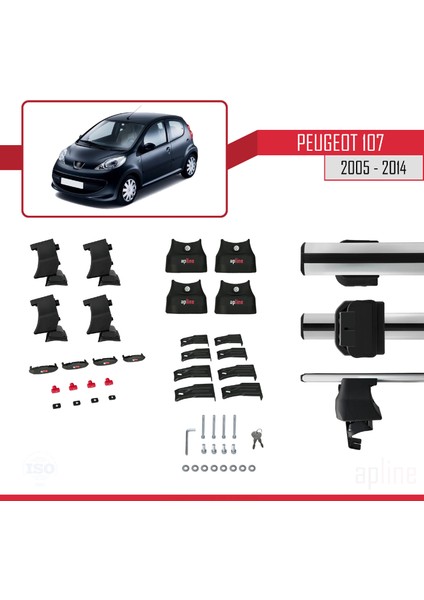 Peugeot 107 2005-2014 Arası ile Uyumlu Ace-4 Ara Atkı Tavan Barı Gri