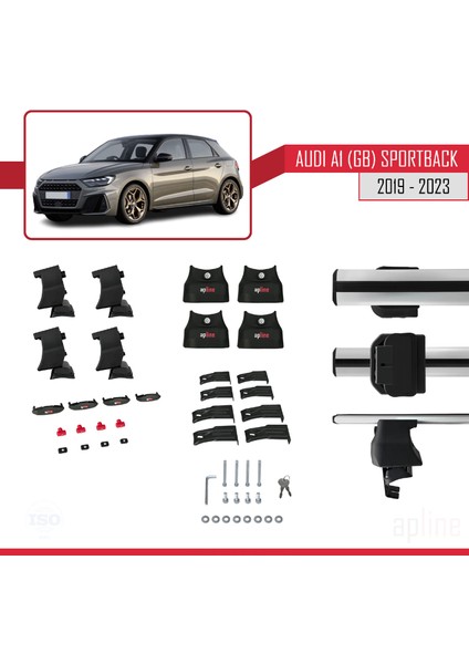 Audi A1 (Gb) Sportback 2019 ve Sonrası ile Uyumlu Ace-4 Ara Atkı Tavan Barı Gri