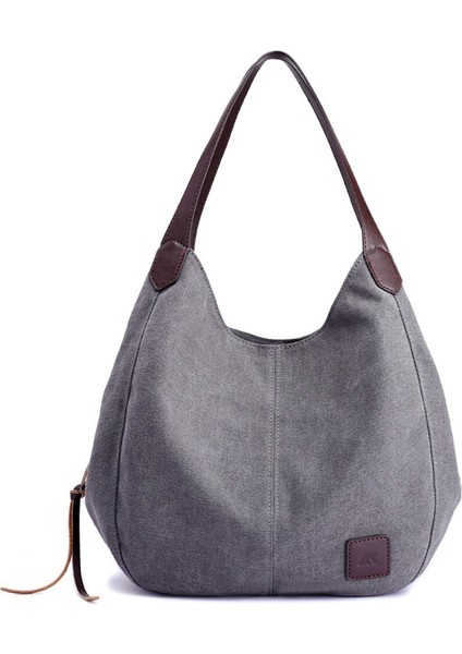 Yeni Kanvas Çanta Kadın Çantaları Şık ve Çok Yönlü Edebi Basit Kore Versiyonu Tek Omuz Çantası Çok Bölmeli Rahat Büyük Çanta (Yurt Dışından)