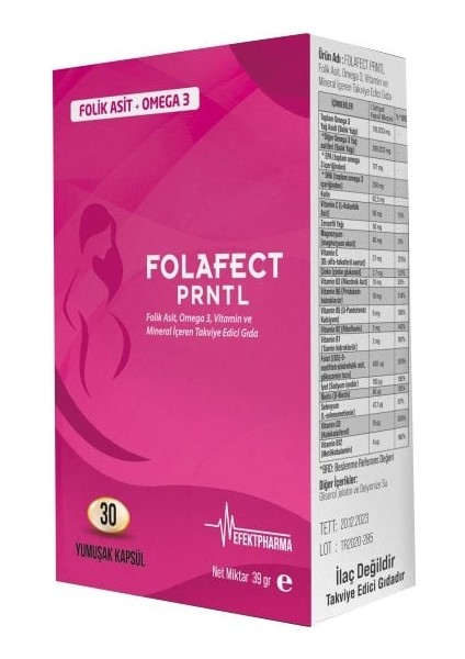 Folafect Prntl Folik Asit Omega 3 Içerikli Yumuşak Kapsül 30 Lu