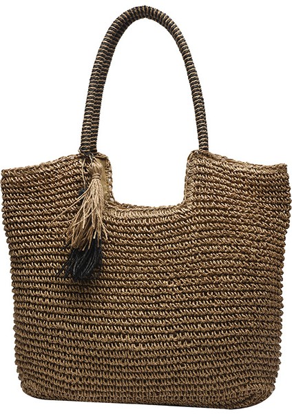 Bayan Hasır Dokuma Püsküllü Omuz Çantası (Yurt Dışından)