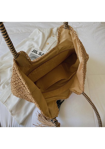 Bayan Hasır Dokuma Püsküllü Omuz Çantası (Yurt Dışından) fiyatları