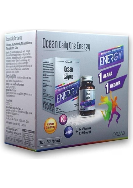 Ocean Daily One Energy 30 Tablet 1 Alana 1 Takviye Edici Gıda