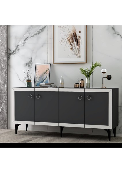 Dört Kapaklı 150 cm Selen Konsol Antrasit-Beyaz
