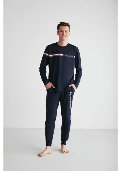 U.S. Polo Assn.   Erkek Lacivert Yuvarlak Yaka Pijama Takımı  18731