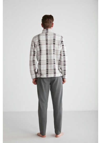 Erkek Gri Polarlı Pijama Takımı 18754 modelleri