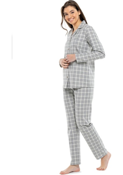 - Kadın Antrasit Boydan Patlı Pijama Takımı