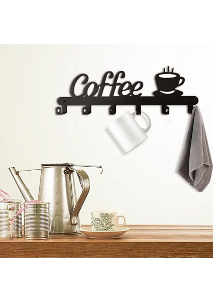 Dekoratif Metal Siyah Mutfak Kupa ve Fincan Askılığı Coffee Askılık fiyatları