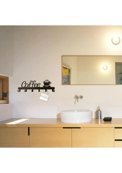 Dekoratif Metal Siyah Mutfak Kupa ve Fincan Askılığı Coffee Askılık fırsatları