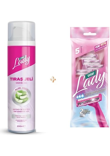Lady Tıraş Bıçağı 5'li Poşet + Lady Tıraş Jeli Aloe Vera 200 ml