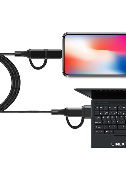 100W 4in1 Type-C - USB - Lightning - Type-C Çıkışlı Hızlı Data ve Şarj Kablosu Siyah fiyatları