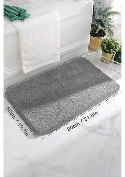 Brillahome Kaymaz Taban, Tekli Post Peluş Banyo Paspası, Kaymaz Taban 50*80 cm