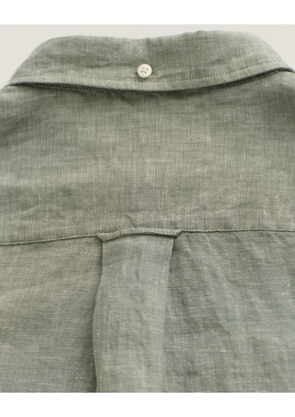 Erkek Yeşil Regular Fit Düğmeli Yaka Keten Gömlek 3230085.362 modelleri