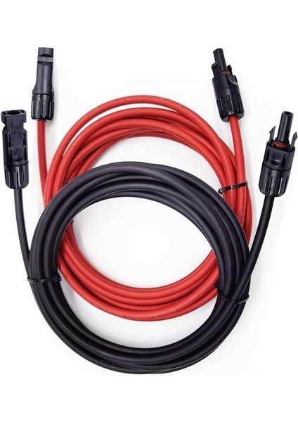 Güneş Paneli Uzatma Kablosu (15M+15M) 6 mm Çift Taraflı Mc4 Soketli Solar Ara Kablo Siyah Kırmızı