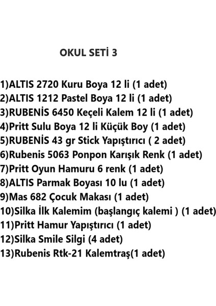 Boyama Seti 3 (Rubenis-Altıs-Pritt-Silka-Mas) fiyatları