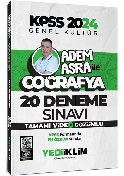 2024 KPSS Genel Kültür Adem Asra ile Coğrafya Tamamı Video Çözümlü 20 Deneme Sınavı