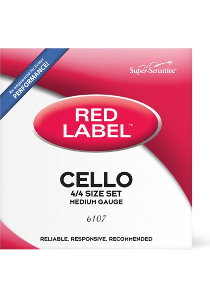 6107 Çello Tel Seti Red Label 4/4 Medium Tension