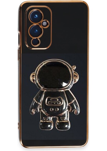 Oneplus 9 Kılıf Kamera Korumalı Astronot Desenli Standlı Silikon Siyah