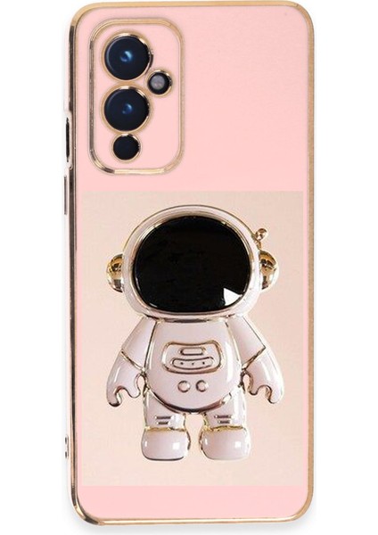 Oneplus 9 Kılıf Kamera Korumalı Astronot Desenli Standlı Silikon Pembe
