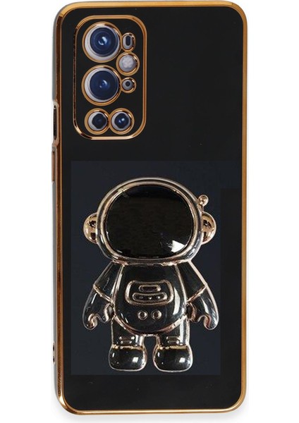 Oneplus 9 Pro Kılıf Kamera Korumalı Astronot Desenli Standlı Silikon Siyah