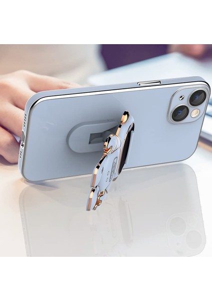 Oneplus 9 Pro Kılıf Kamera Korumalı Astronot Desenli Standlı Silikon Siyah
