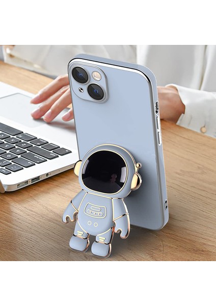 Oneplus 9 Pro Kılıf Kamera Korumalı Astronot Desenli Standlı Silikon Siyah