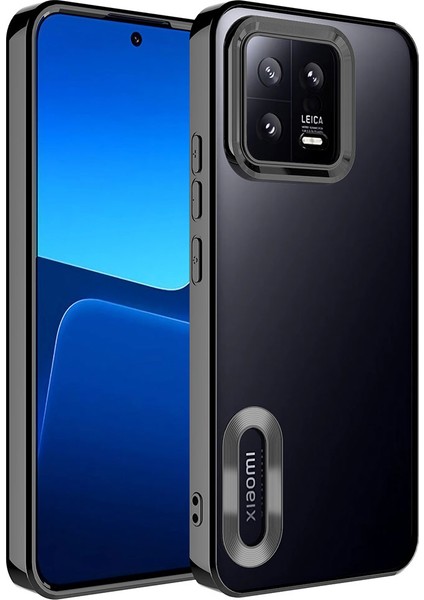 Xiaomi Mi 13 Kılıf Logo Gösteren Kamera Korumalı Silikon Siyah