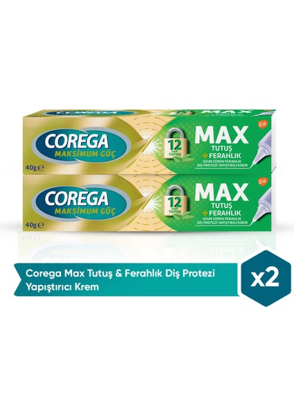 Max Tutuş & Ferahlık Diş Protezi Yapıştırıcı Krem 40G x 2 Adet