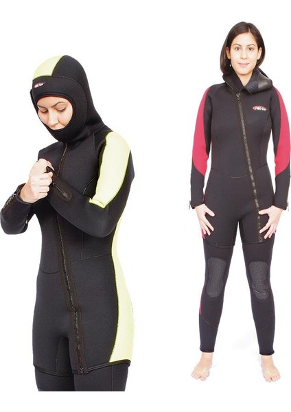 5mm Ege Siyah Kadın Scuba Tüplü Dalış Elbisesi Wetsuit