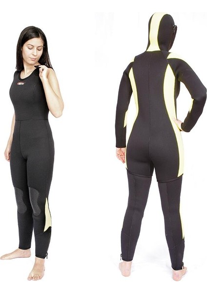 5mm Ege Siyah Kadın Scuba Tüplü Dalış Elbisesi Wetsuit