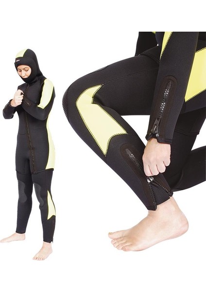 5mm Ege Siyah Kadın Scuba Tüplü Dalış Elbisesi Wetsuit