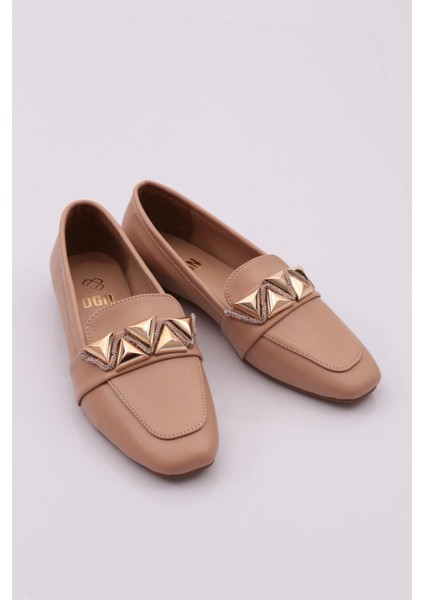 5001-23Y Kadın Silver Taş Metal Tokalı Loafer NUDE fiyatları