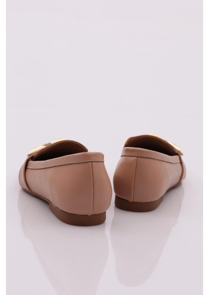 5001-23Y Kadın Silver Taş Metal Tokalı Loafer NUDE modelleri