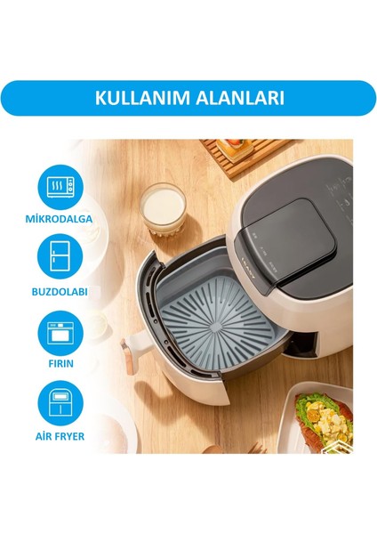 Airfryer Silikon Pişirme Sepeti Büyük Boy Air Fryer Katlanır Kare Pişirme Sepeti Bpa Içermez