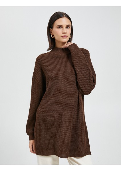 Oversize Yarım Balıkçı Yaka Kazak Akrilik fiyatları