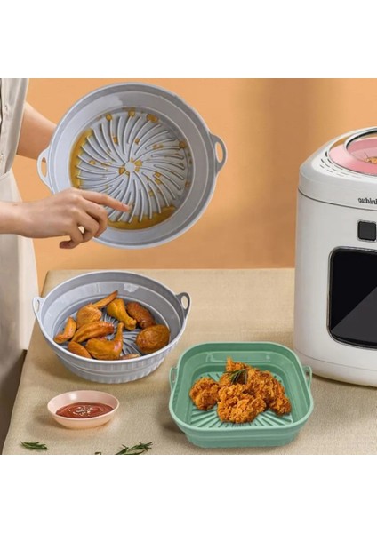 Airfryer Silikon Pişirme Sepeti Büyük Boy Air Fryer Katlanır Yuvarlak Pişirme Sepeti Bpa Içermez