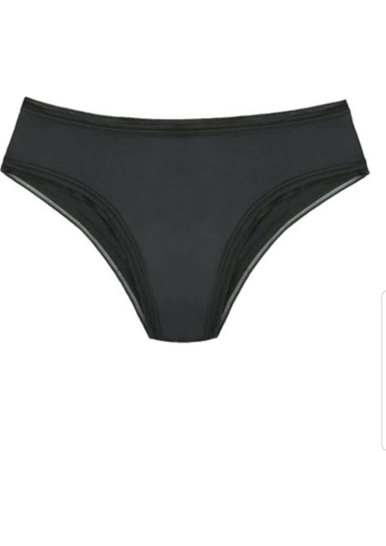 Siyah Regl Adet Dönemi Destek Külot Yıkanabilir Kadın Slip Külodu