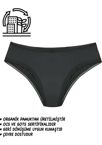 Siyah Regl Adet Dönemi Destek Külot Yıkanabilir Kadın Slip Külodu