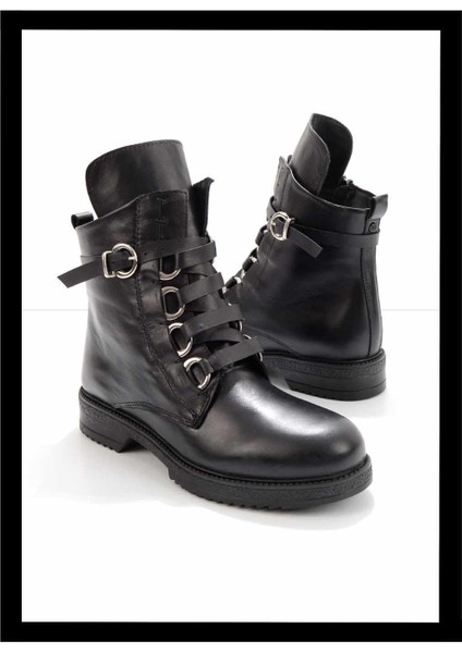 Siyah Leather Kadın Bot & Bootie K02351137403