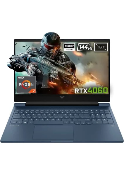 Victus 7Z586EA 16-S0015NT AMD Ryzen 7 7840HS 16GB DDR5 512GB SSD RTX4060 8GB 16.1inç 144 Hz Full HD Freedos Gaming Laptop