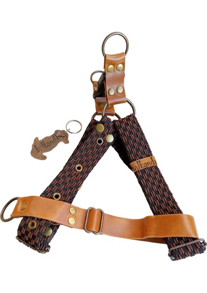 Köpek göğüs tasması hakiki deri kolon boyun ve sırttan çekmeli kahverengi genişlik:3cm göğüs ölçüsü:40-60cm ayarlamalı dog harness GT4-15