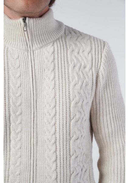 Erkek Bej Saç Yürütme Arka Kol Selanik Dik Yaka Cepli Triko Yün Hırka TRIST-5298 indirimleri