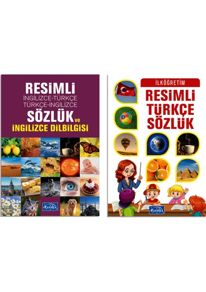 Resimli Türkçe Sözlük - Resimli İngilizce - Türkçe - Türkçe-İngilizce Sözlük 2 Kitap Set