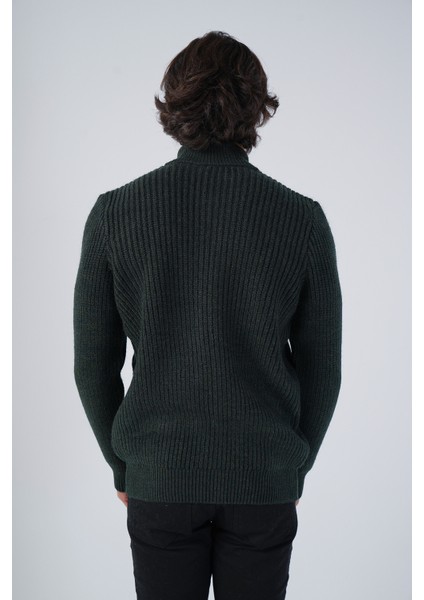 Erkek Haki Saç Yürütme Arka Kol Selanik Dik Yaka Cepli Triko Yün Hırka TRIST-5298 modelleri